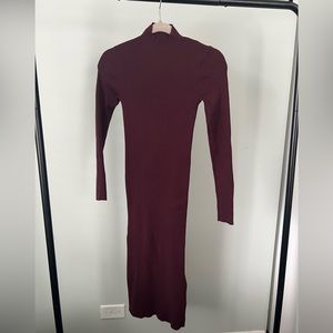 Vici Mock Neck Sweater Dress in Maroon | Size Small